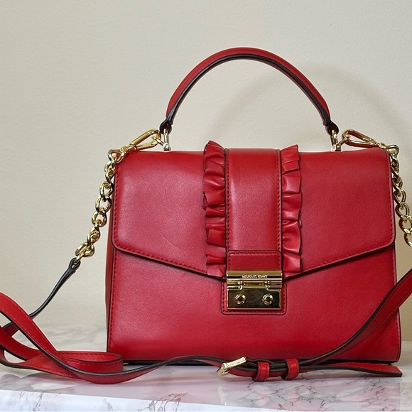 Michael Kors Red Satchel with Gold Accents - Picture 2 of 3